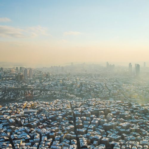 TURKEY, ISTANBUL - JANUARY 9/2013: Shopping and Entertainment Complex Sapphire opened to the public observation deck on the top floor of the building.